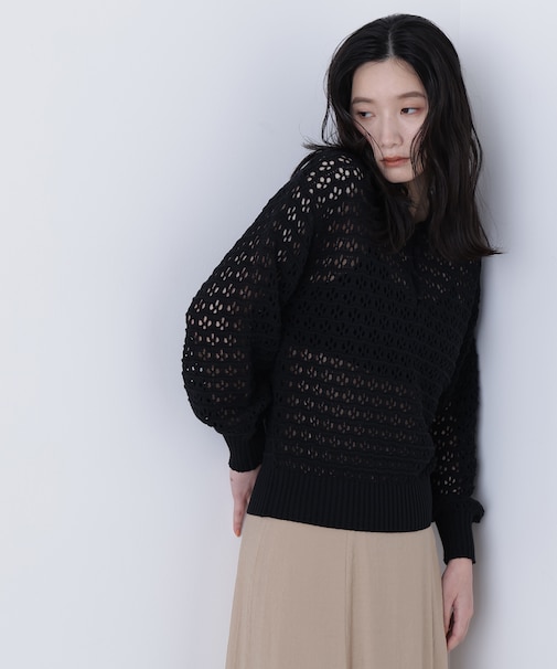 〈N.〉透かし編みポロニット