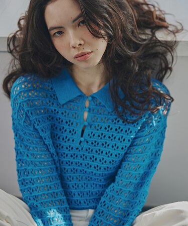 〈N.〉透かし編みポロニット