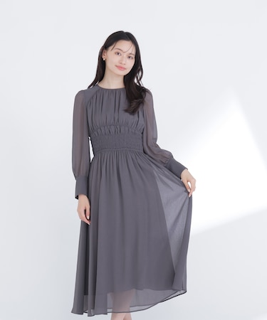 楊柳シャーリングワンピース