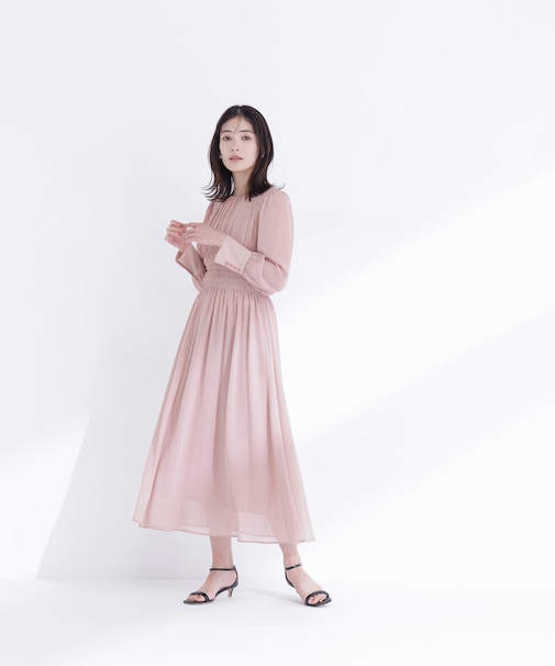 楊柳シャーリングワンピース