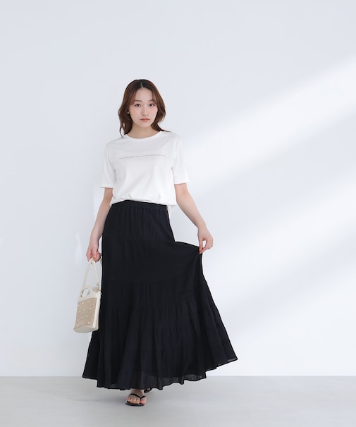 楊柳ティアードロングスカート
