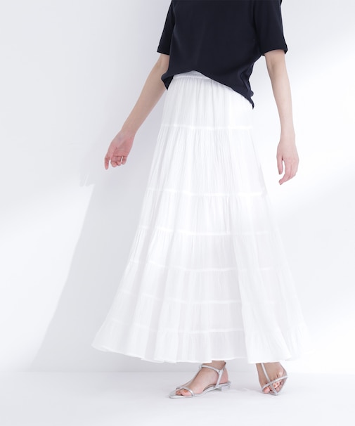 楊柳ティアードロングスカート
