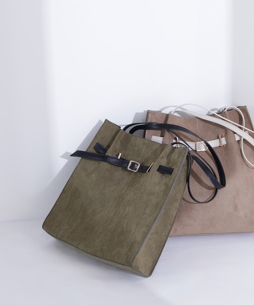 スウェードタックベルトトートバッグ