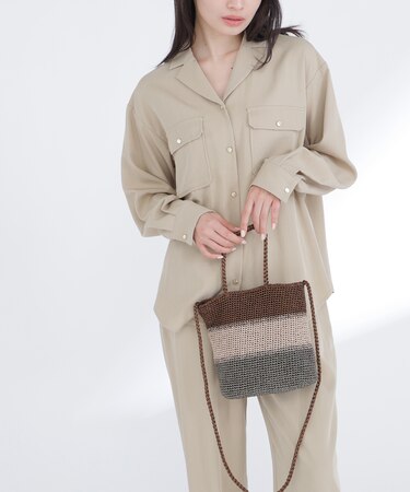 メタリックボーダー2wayバッグ