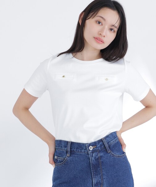 ベーシックTシャツ フェイクポケット付き