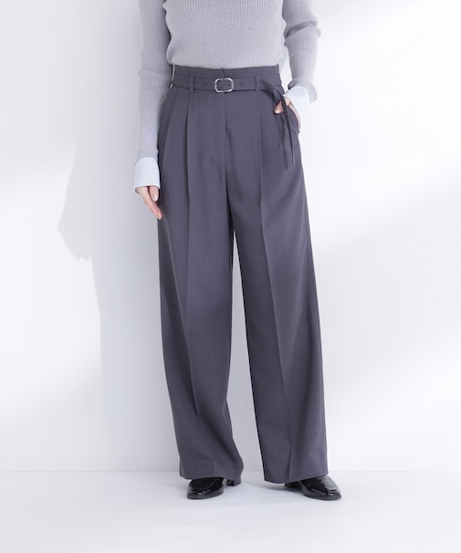 タックステッチベルテッドパンツ