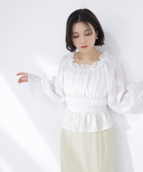 フラワージャガードブラウス｜ナチュラルビューティーベーシックの通販