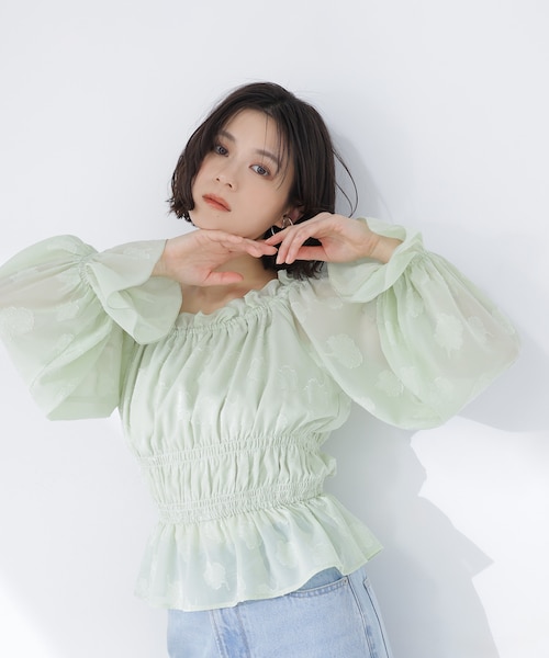 フラワージャガードブラウス｜ナチュラルビューティーベーシックの通販