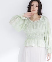 フラワージャガードブラウス