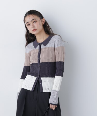 〈N.〉マルチカラーニットカーディガン