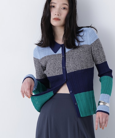 〈N.〉マルチカラーニットカーディガン