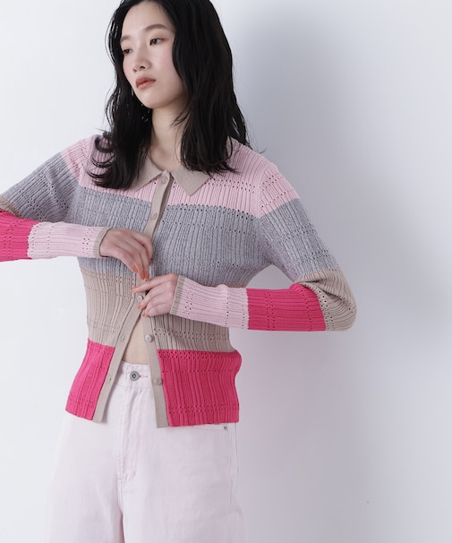 〈N.〉マルチカラーニットカーディガン