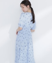 ぼかしフラワープリントワンピース