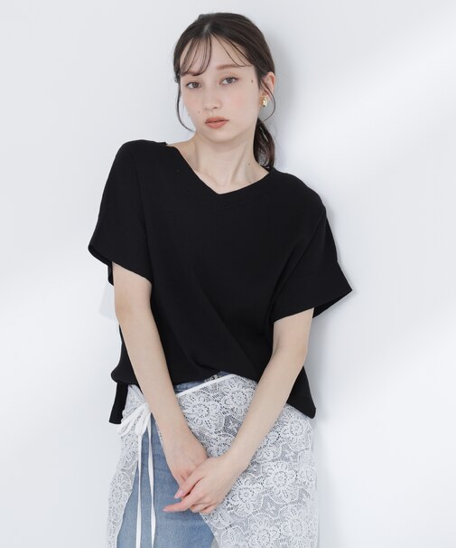 総針ベーシック Vネックニット