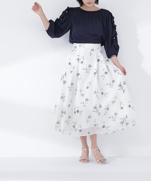 フラワープリントフレアスカート