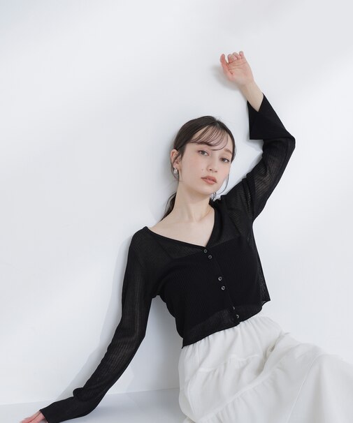 シアーリブクロップドカーディガン