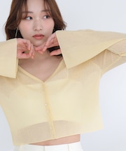 シアーリブクロップドカーディガン