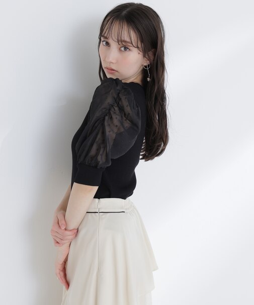 ドットシアースリーブドッキングニット