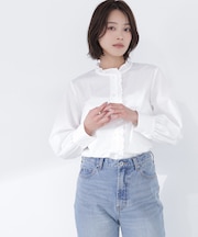 スタンドネックフリルブラウス