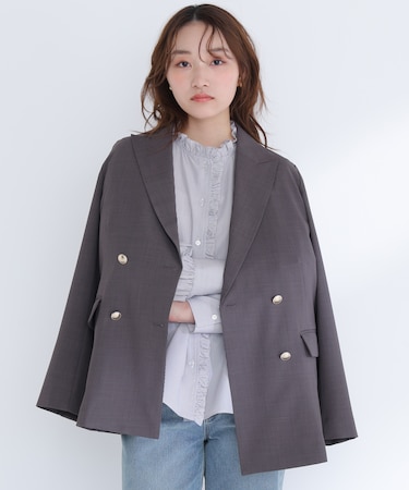リネンライクダブルブレストボクシージャケット