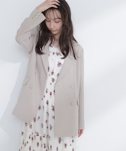 リネンライクダブルブレストボクシージャケット