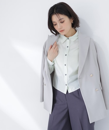 リネンライクダブルブレストボクシージャケット