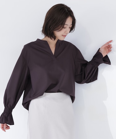 バンドカラースキッパーブラウス