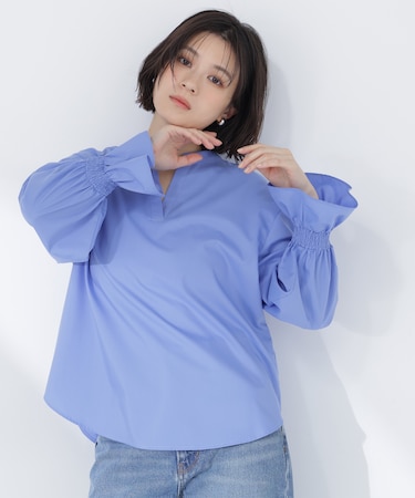 バンドカラースキッパーブラウス