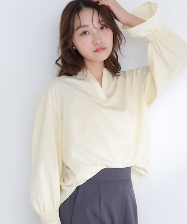 バンドカラースキッパーブラウス