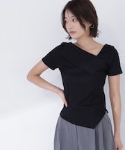 アシメネックリブカットソー