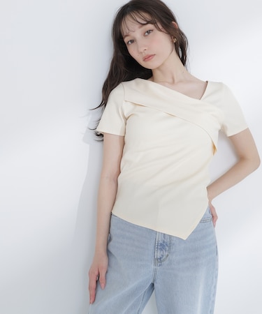 アシメネックリブカットソー