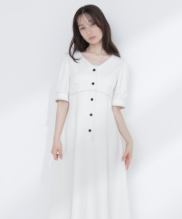 バイカラーステッチワンピース