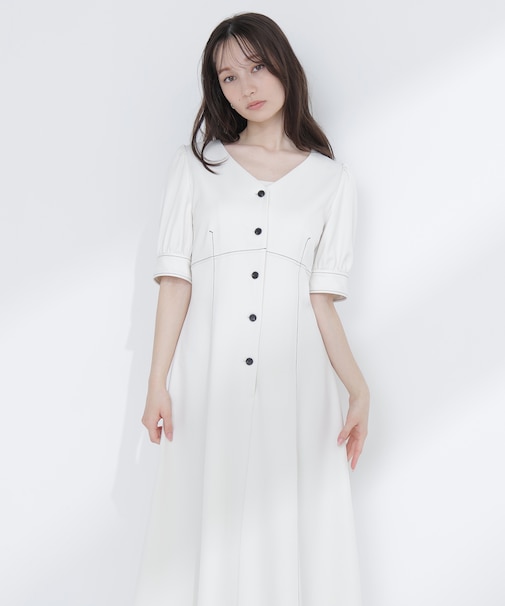 バイカラーステッチワンピース