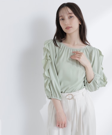 パールスリットスリーブブラウス