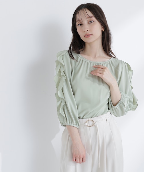 パールスリットスリーブブラウス