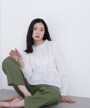 〈N.〉コットンレースブラウス