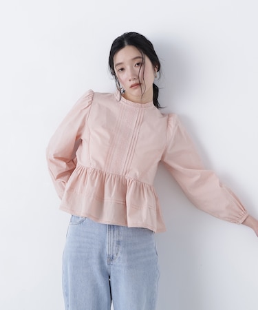 〈N.〉コットンレースブラウス