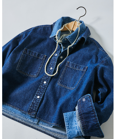 〈N.〉クロップドデニムシャツ