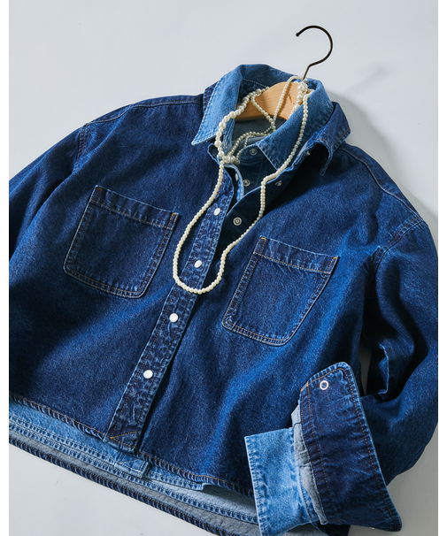 〈N.〉クロップドデニムシャツ