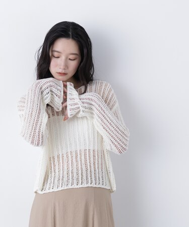 〈N.〉透かし編みクロップドニット