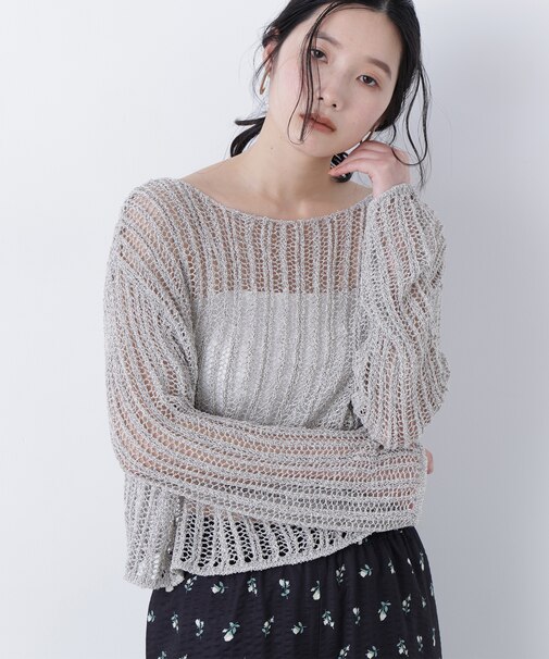 〈N.〉透かし編みクロップドニット