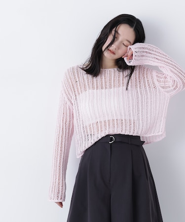 〈N.〉透かし編みクロップドニット