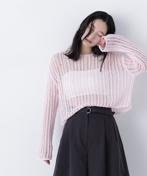 〈N.〉透かし編みクロップドニット