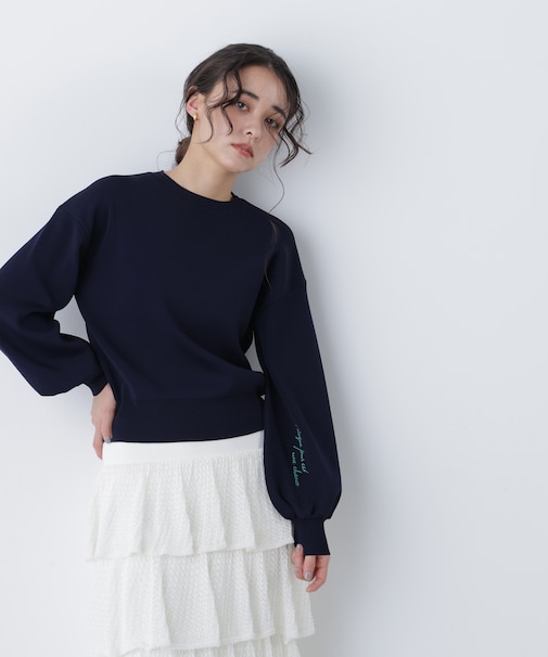 〈N.〉ロゴ刺繍スウェットライクニット