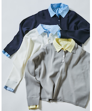 〈N.〉シャツレイヤードニット