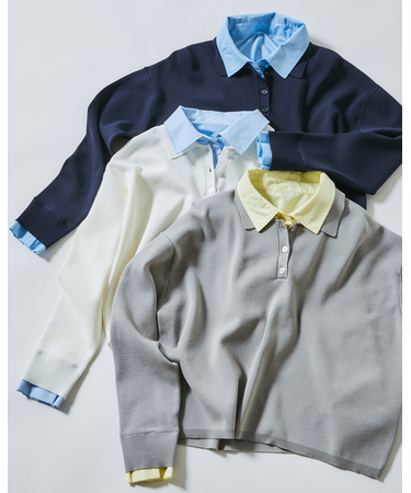 〈N.〉シャツレイヤードニット