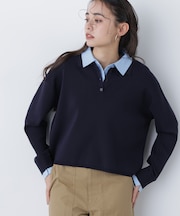 〈N.〉シャツレイヤードニット