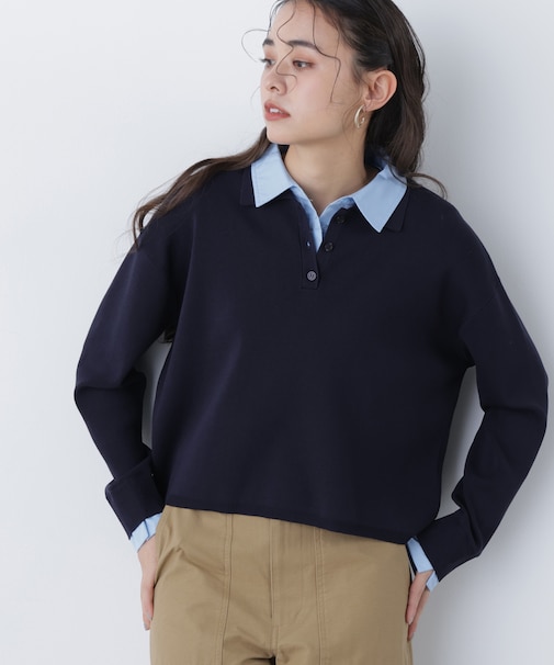 〈N.〉シャツレイヤードニット