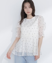 シアーペプラムブラウス半袖