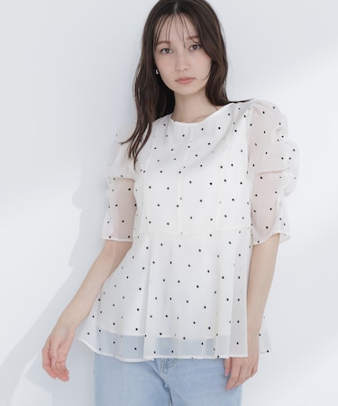 シアーペプラムブラウス半袖